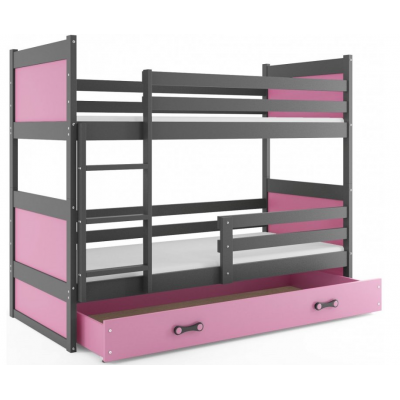 Poschodová posteľ Rico sivo-ružová 200cm x 90cm